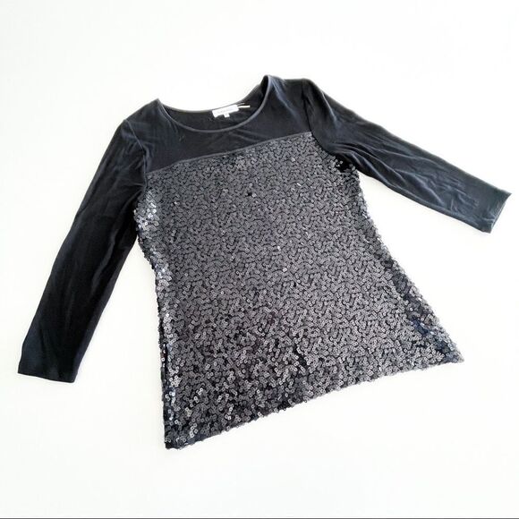 Calvin Klein // sequin top // Size Medium // 3/4 length sleeves // EUC - Picture 1 of 6